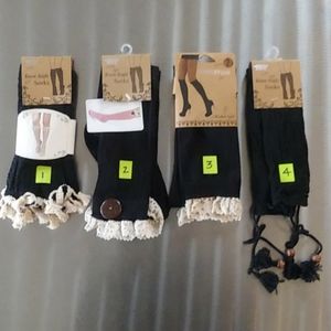 NWT ADORABLE KNEE HIGH SOCKS. ALL BLACK/CREME LACE